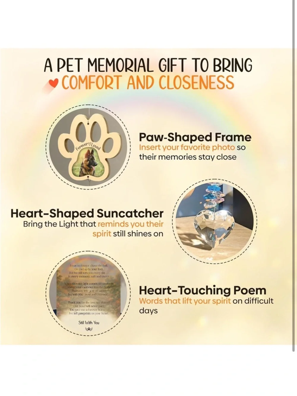 Pet Memorial Crystal Suncatcher with DIY Photo Insert, Personalized Sympathy - Picture 3 of 9